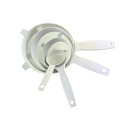 Kit Peneiras Plástico Mini Pequena Média Grande Branco