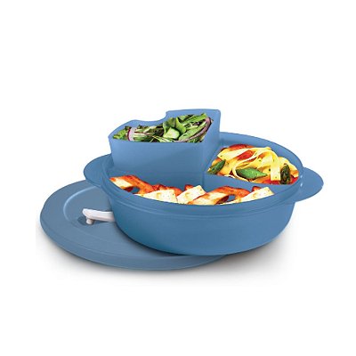 Tupperware Cristalwave com Divisórias e Bandeja Removível 900ml Azul