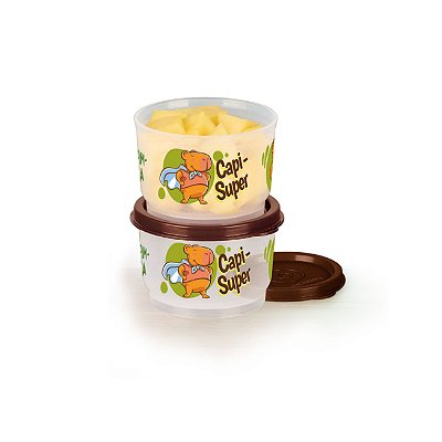 Kit Tupperware Potinho Capivaras 140ml Transparente e Marrom 2 peças