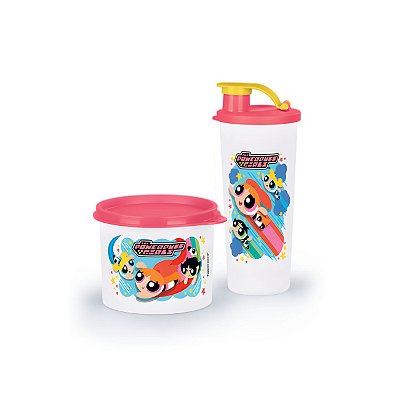 Kit Tupperware The Powerpuff Girls Redondinha + Copo com Bico
