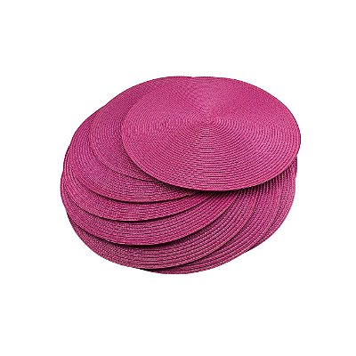 kit Jogo Americano Redondo Pvc 38cm Rosa Escuro 12 peças