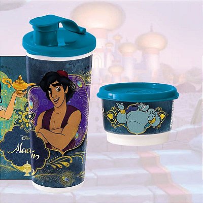 Tupperware Copo com Bico Aladdin e Jasmine 470ml + Potinho Gênio 140ml