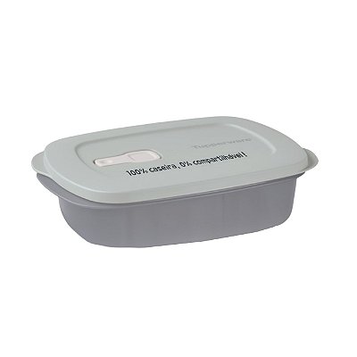 Tupperware Tigela Cristalwave Retangular com Divisórias Geração ll 1 litro Cinza
