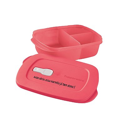 Tupperware Tigela Cristalwave Retangular com Divisórias Geração ll 1 litro Salmão