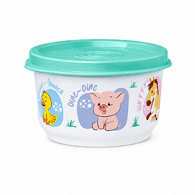 Tupperware Potinho Baby Fazendinha 140ml Branco e Verde