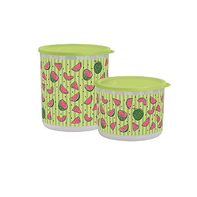 kit Tupperware Refri Line Redondo 3,3+ Refri Line Redondo 2,1 Melancia 2 peças
