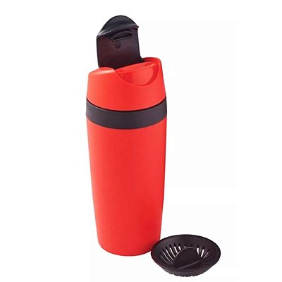 Tupperware Copo Térmico Preto E Vermelho Importado 360ml