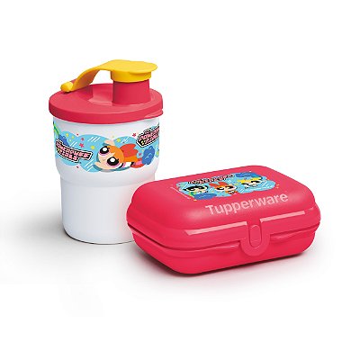 Kit Tupperware Copo Colors 225ml + Tupper Snack Powerpuff Girls 2 peças