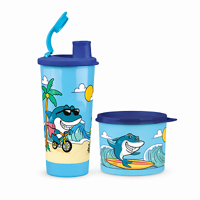 Kit Tupperware Redondinha + Copo com Bico Surf