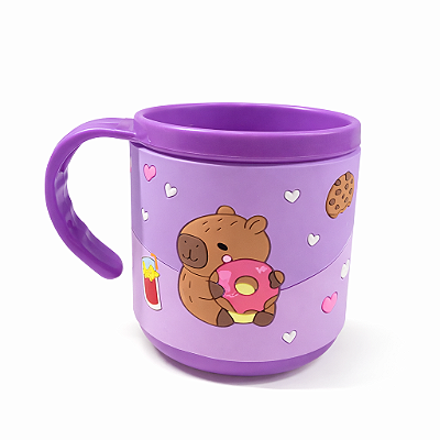 Caneca Infantil Capivara Emborrachada Alto Relevo 3D 200ml Roxa