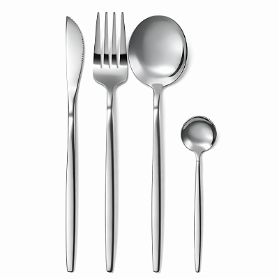 Jogo De Talheres 24 Peças Aço Inox Luxo Prata