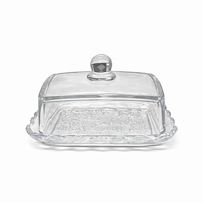 Manteigueira de Vidro Cristal Flowers