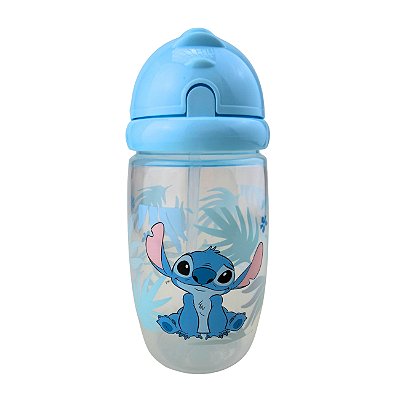 Garrafinha com Canudo Stitch 400ml Azul