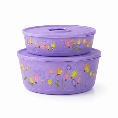 Kit Tupperware Tigela Ilúmina Viva Tulípas 2 Peças Lilás