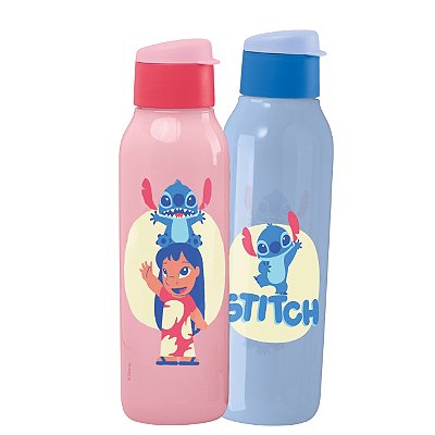 Kit Garrafa Tupperware Eco Tupper Plus Stitch Ohana 750ml 2 peças