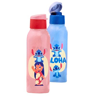Kit Garrafa Tupperware Eco Tupper Plus Stitch Ohana 750ml 2 peças
