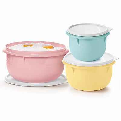 Kit Tupperware Tigela Batedeira Candy Colors 3 peças