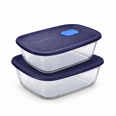 kit Tupperware Travessa Vitrea Retangular 650ml e 1 Litro
