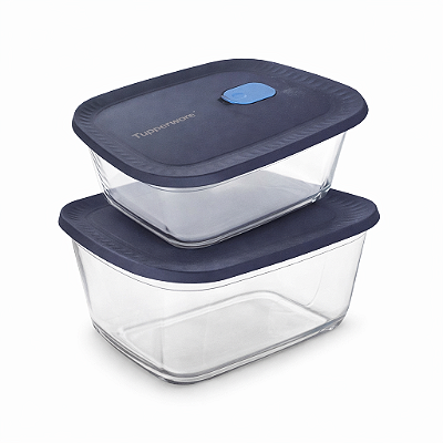 kit Tupperware Travessa Vitrea Retangular 400ml e 1,5 Litros