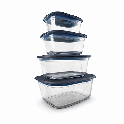 kit Tupperware Travessa Vitrea Retangular 4 Peças