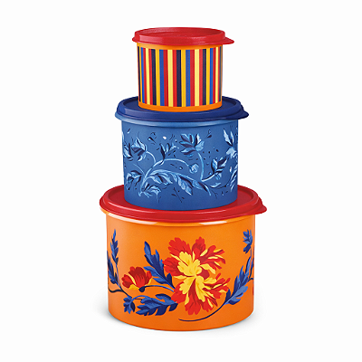 Kit Tupperware Tupper Caixas Florales 3 Peças