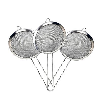 Peneira de Cozinha Inox 16cm Coador com Tela Fina 3 peças