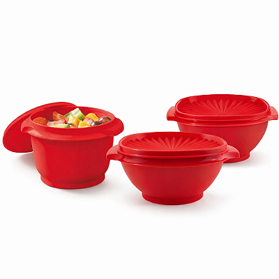 Kit Tupperware Tigela Sensação Vermelho 3 Peças