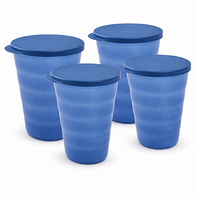 Tupperware Copo Murano 500ml Azul Royal Kit 4 Peças