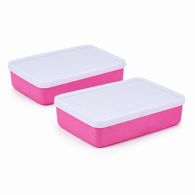 Kit Tupperware Refri Box 400ml Rosa Beijo 2 peças