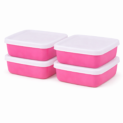 Kit Tupperware Refri Box 400ml Rosa Beijo 4 peças