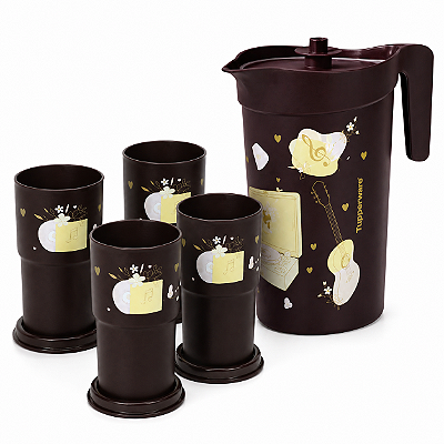 Kit Tupperware A Jarra Ilúmina + Copos Simone Mendes No Ritmo do Coração 5 peças