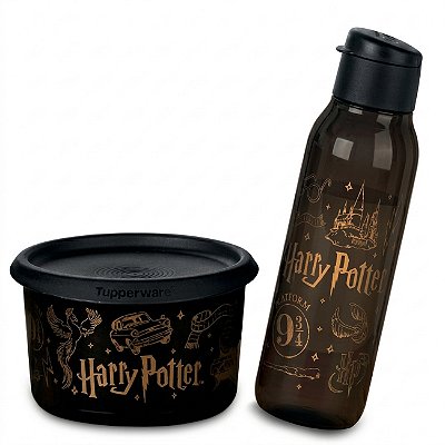 Kit Tupperware Harry Potter HP Hogwarts Pote + Garrafa 2 peças