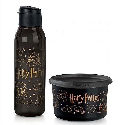 Kit Tupperware Harry Potter HP Hogwarts Pote + Garrafa 2 peças
