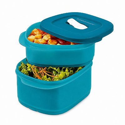 Tupperware Cristalwave Quadrada Geração II 800ml + 500ml Turmalina
