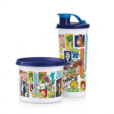 Kit Tupperware Redondinha + Copo com Bico Toy Story Retratos