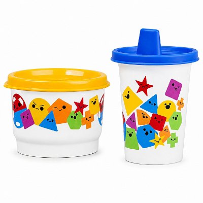 Kit Tupperware Copinho com Bico + Potinho Baby Encaixe Geométrico 2 peças