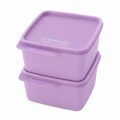 Kit Tupperware Basic Line 500ml Guarde aqui Muito Carinho Lilás 2 peças