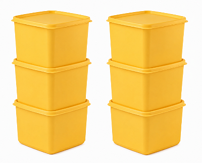 Kit Tupperware Jeitoso 800ml Amarelo Açafrão 6 peças