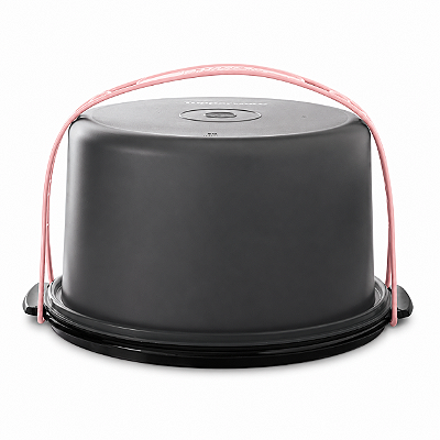 Tupperware Big Cake Redonda Preta e Rosa Algodão Doce