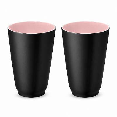 Kit Tupperware Copo Allegra 450ml Preto e Rosa Algodão Doce 2 peças