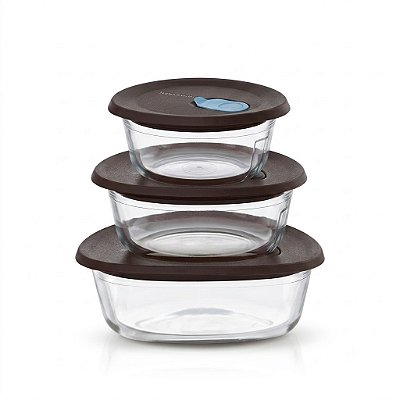 Kit Tupperware Travessa Vitrea Redonda 3 peças
