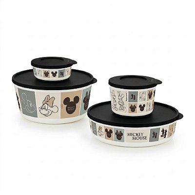 Kit Tupperware Tigela Ilúmina Mickey e Minnie Classicos 4 peças