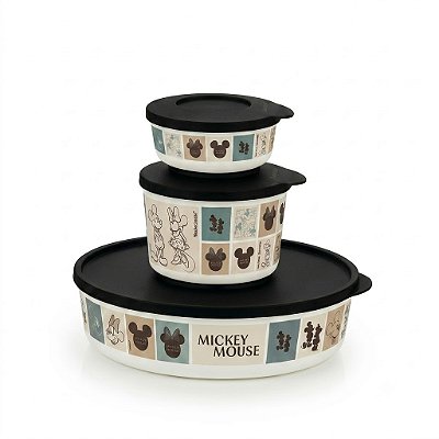 Kit Tupperware Tigela Ilúmina Mickey e Minnie Classicos 3 peças