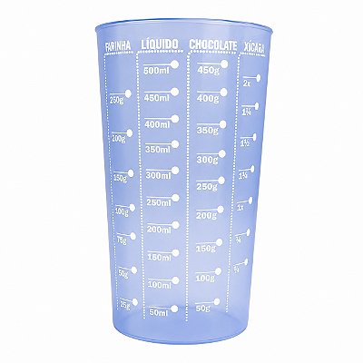 Copo Medidor e Medidas de Plástico 500ml Azul