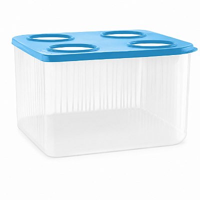 Tupperware Fresh Box Quadrada 5,2 litros Transparente e Azul
