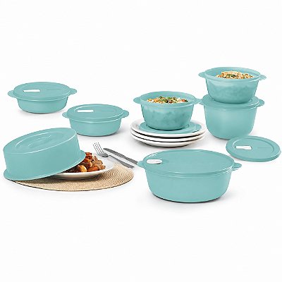 Kit Tupperware PDA 10/2026 Cristalwave Verde Mint 7 peças