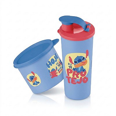 Kit Tupperware Redondinha + Copo com Bico Stich Ohona