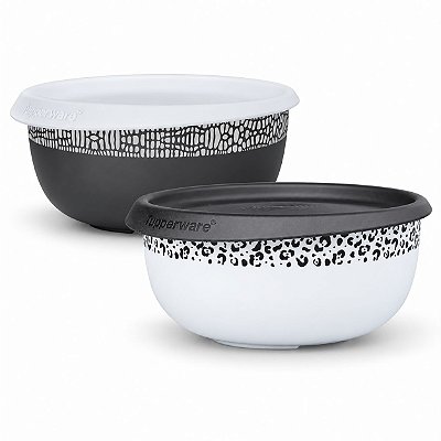 Kit Tupperware Tigela Toque Mágico Feras 550ml White e Black 2 peças