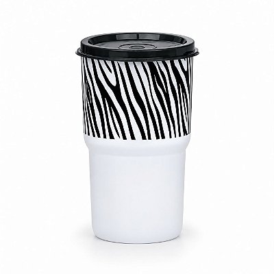 Tupperware Copo Colors Feras 350ml Branco e Preto