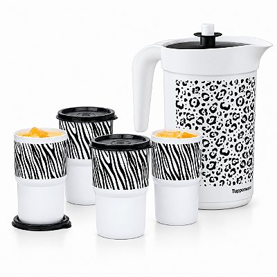 Kit Tupperware A Jarra Ilúmina Feras + Copos Colors Feras 5 peças